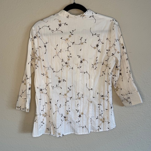 St. Johns Bay Medium Floral Embroidered 3/4 Sleeve Top Y2K Forest Fairy Coquette - Picture 2 of 9